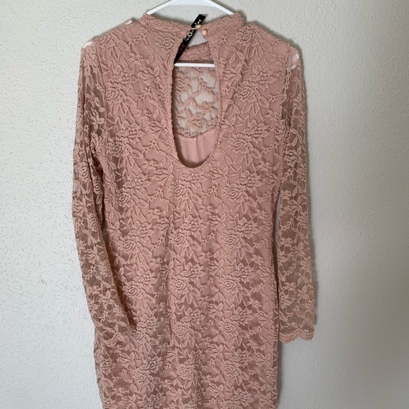 NWT Fitted Fire Los Angeles Lacy Pink Dress Size L - Picture 7 of 8